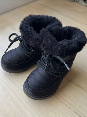 Kids Black Faux Fur Winter Boots - Brand